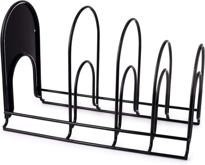 Heavy Duty Pots and Pans Organizer - Extra Large 5 Tier Pan Rack for Cast Iron Skillets, Griddles - Durable Construction - Space Saving Kitchen Storage - No Assembly Required - Red 15.4"-Inch