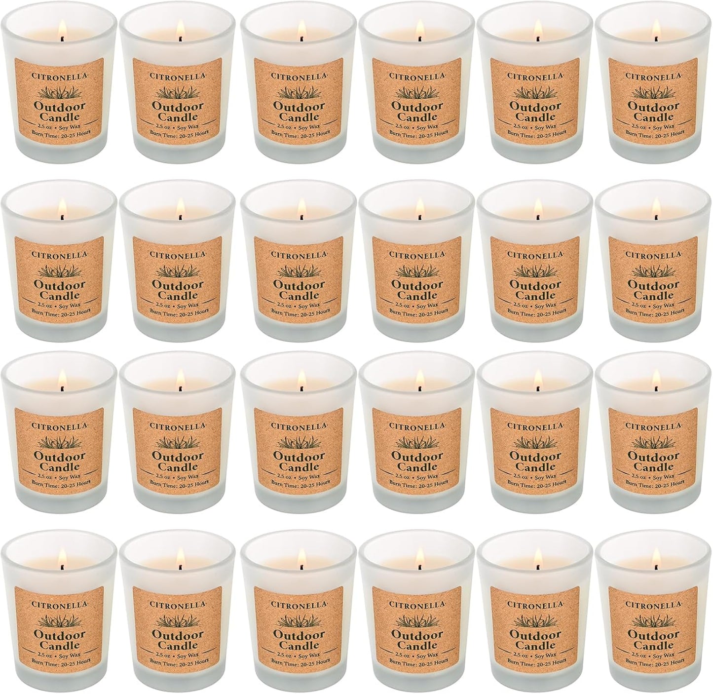 Citronella Candles Outdoor Indoor, 24 Pack 2.5Oz Soy Wax Long Lasting Jar Scented Aromatherapy Citronella Candles Sets for Home Garden Patio Balcony