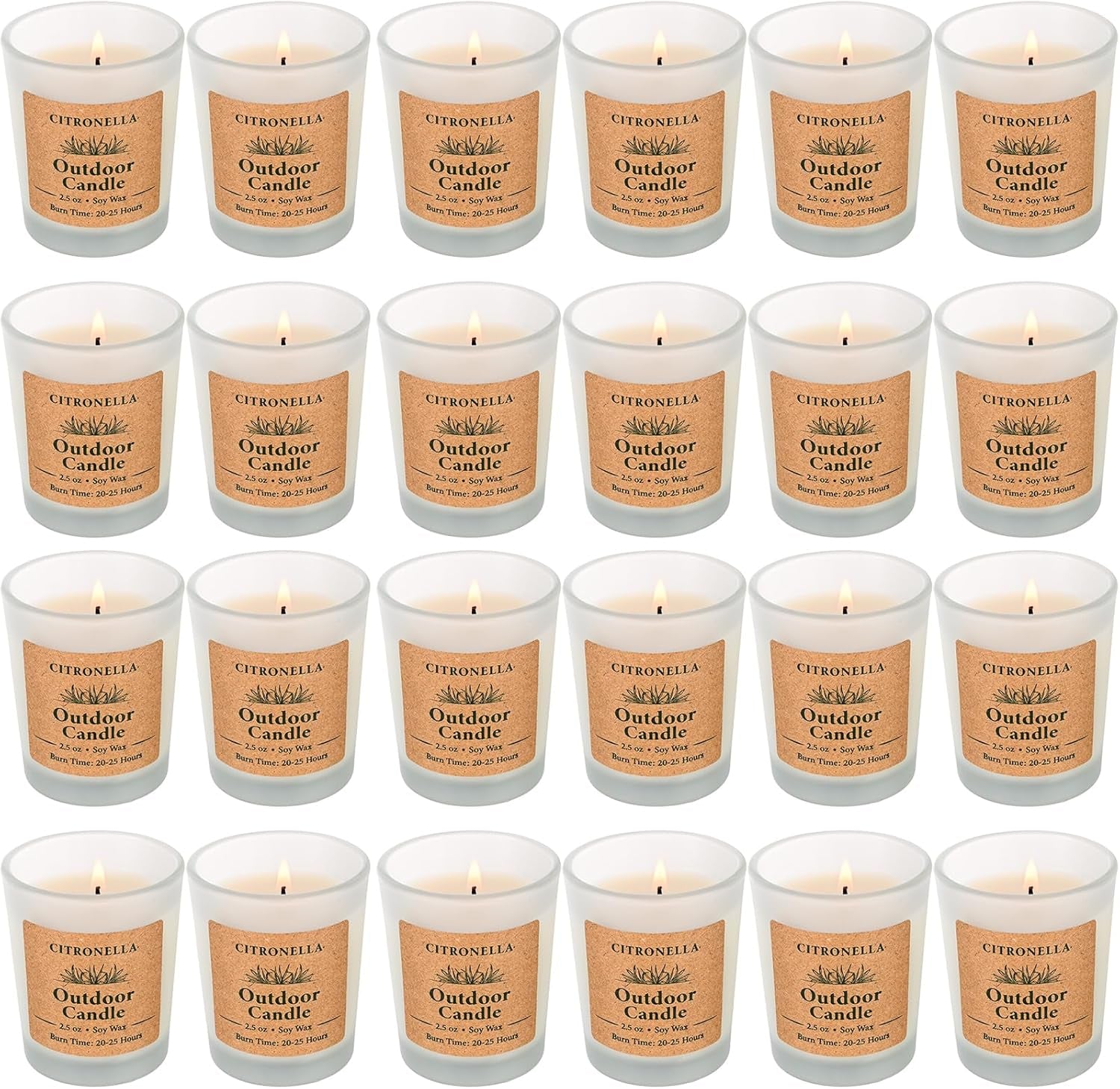 Citronella Candles Outdoor Indoor, 24 Pack 2.5Oz Soy Wax Long Lasting Jar Scented Aromatherapy Citronella Candles Sets for Home Garden Patio Balcony