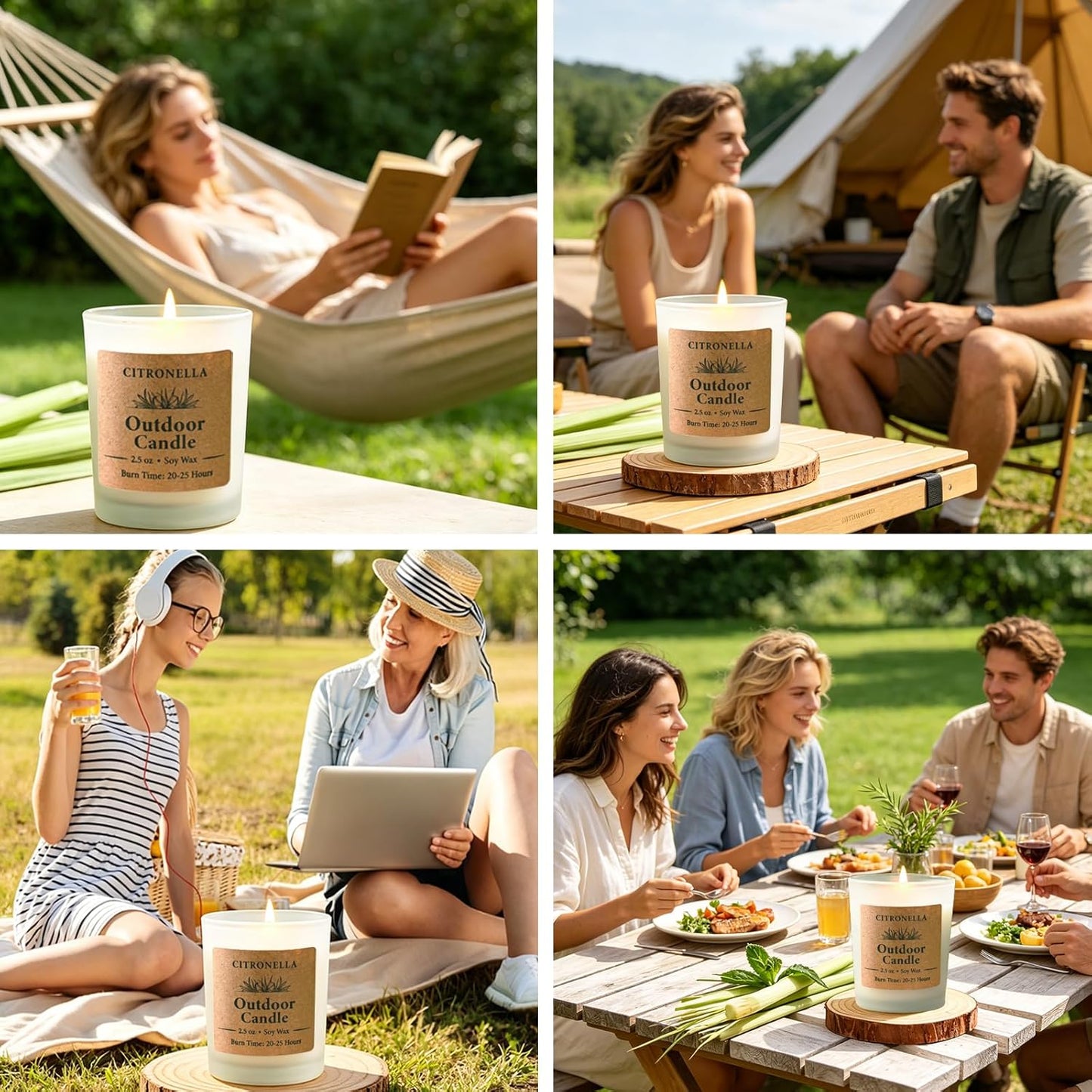 Citronella Candles Outdoor Indoor, 24 Pack 2.5Oz Soy Wax Long Lasting Jar Scented Aromatherapy Citronella Candles Sets for Home Garden Patio Balcony