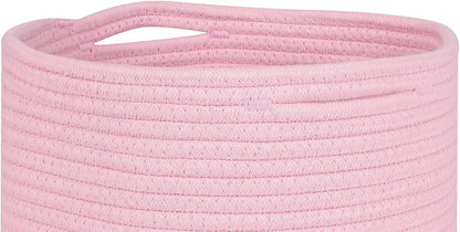 Storage Cubes Baskets Bins Organizer 11X11X11'' Fit 12X12''Cube Storage Organizer Bookcases Shelf,Durable Woven Cotton Storage Basket for Organizing,Round 3Pack Pink
