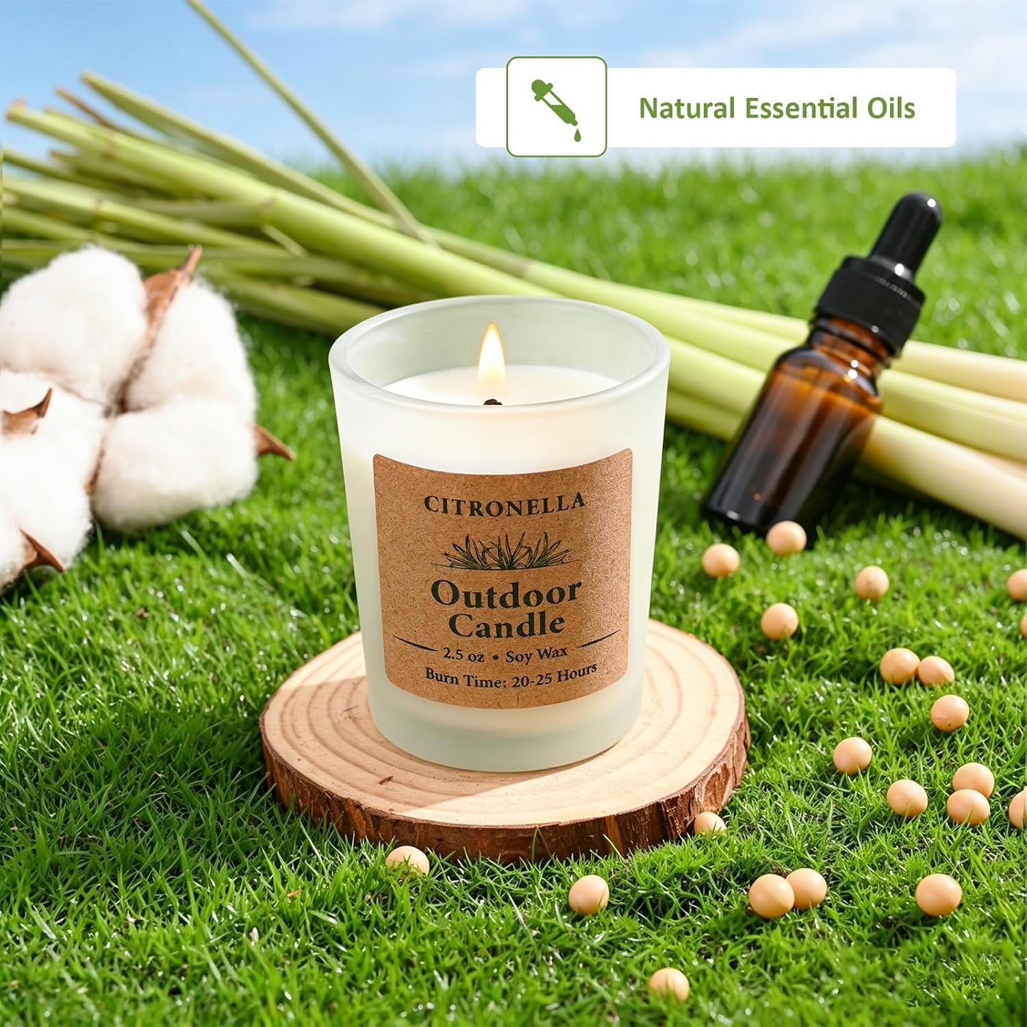 Citronella Candles Outdoor Indoor, 24 Pack 2.5Oz Soy Wax Long Lasting Jar Scented Aromatherapy Citronella Candles Sets for Home Garden Patio Balcony