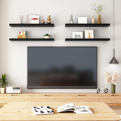 Rustic Floating Shelves Wall Mounted Industrial Wall Shelves for Pantry Living Room Bedroom Kitchen Entryway 2 Tier Wood Storage Shelf Heavy Duty Carbonized Black
