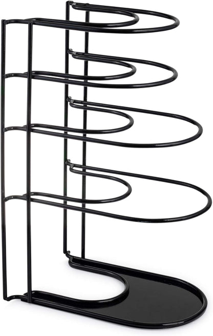 Heavy Duty Pots and Pans Organizer - Extra Large 5 Tier Pan Rack for Cast Iron Skillets, Griddles - Durable Construction - Space Saving Kitchen Storage - No Assembly Required - Red 15.4"-Inch